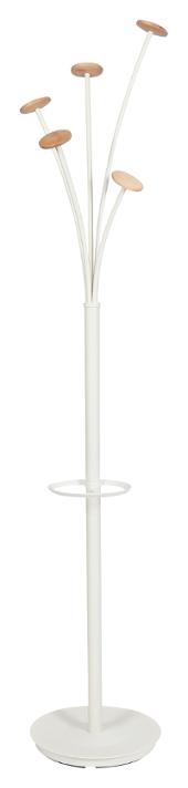 Stumtjener ALBA 5 kroker 187cm hvit/tre