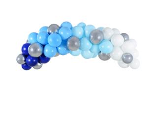Ballongbue 200cm 60stk blå/hvit/sølv