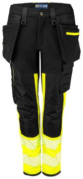 Bukse PROJOB 6543 dame C40 HiVis gul/sor