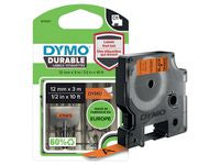 Tape DYMO D1 12mm x 3m sort/orange