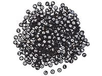 Plastperler ABC rund sort med hvit (500)