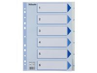 Register ESSELTE A4 plast 1-6 blå/hvit