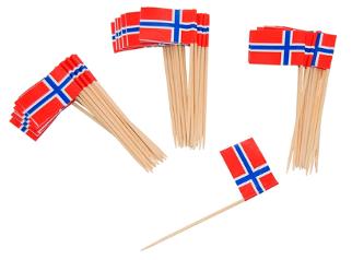 Kakepynt JOKER norsk flagg trepinne (50)