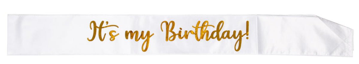 Bånd/sash JOKER It's my birthday hvit