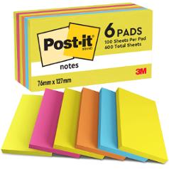 Notatblokk POST-IT 76x127 Energetic (6)