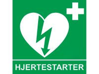 Hjertestarterskilt 15x15cm flouriserende
