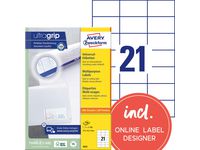 Etikett AVERY Ultragrip 70x42,3mm (2100)